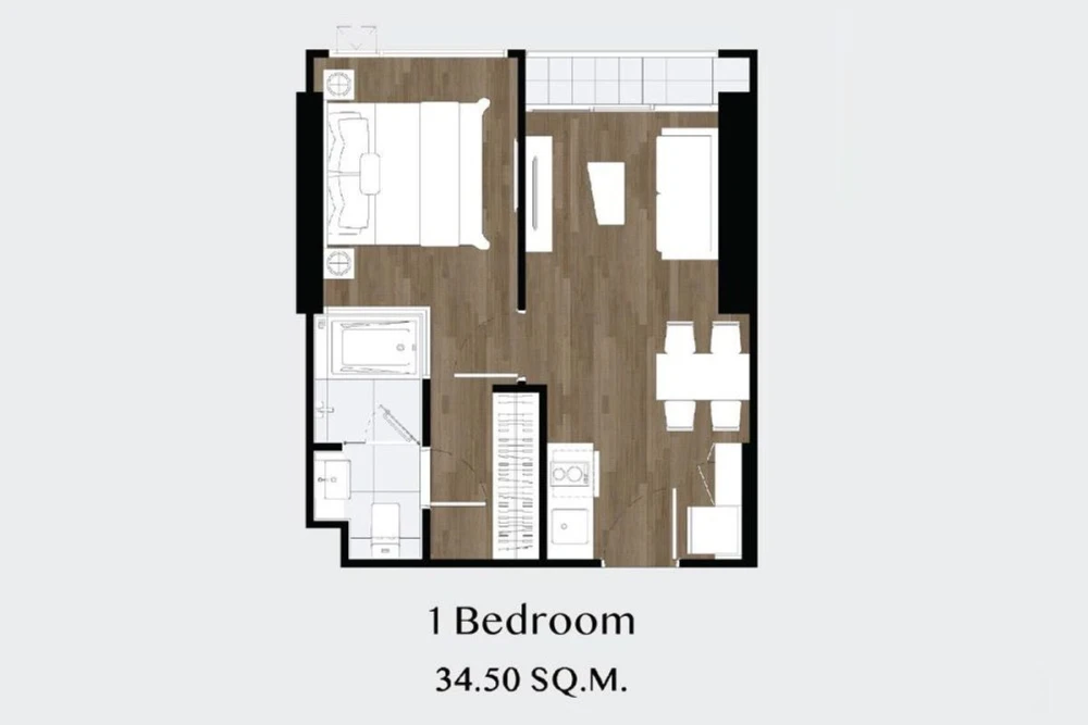 Down payment for sale at Origin Place Bangna, only one side is attached to a neighbor's room, very private, interested, reserve now.