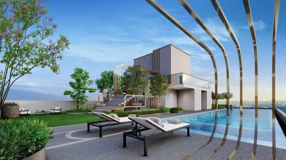 Down payment sale for Origin Place Phetkasem, Duo Space room type, pets allowed, high floor, north facing, open, airy, not hot, no blocked view..