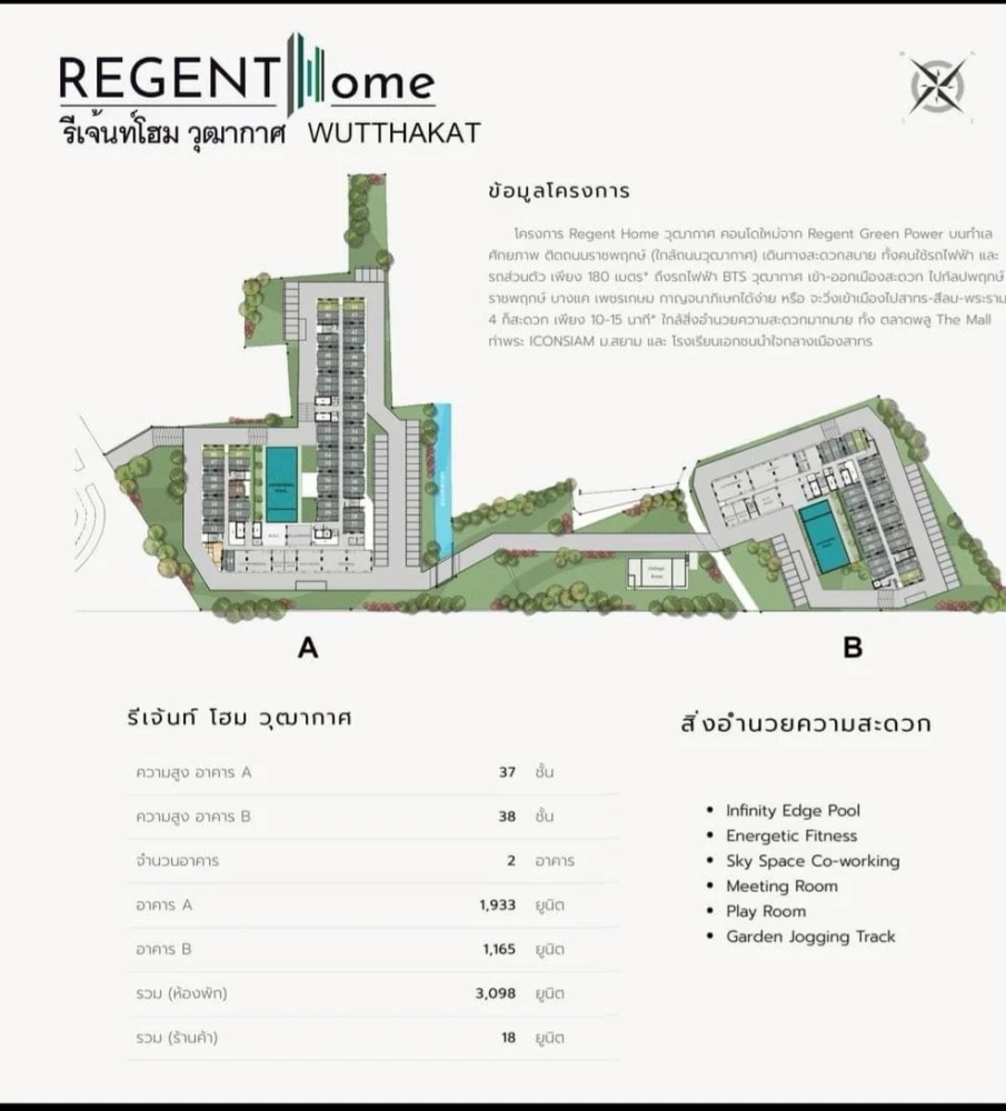 Selling down payment Regent Home Wutthakat 14th floor, swimming pool view, very attractive price, come and own it today.