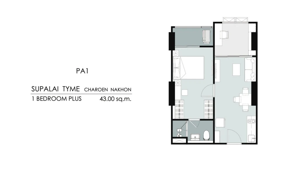 Down payment for sale Supalai Tyme Charoen Nakhon, 19th floor, good project, complete common area, reserve quickly.