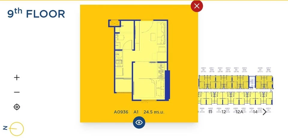 Selling down payment Plum Condo New West Bangyai, room with a good view, can see the view of Ikea, Central Westgate, on the 9th floor, furnished, read
