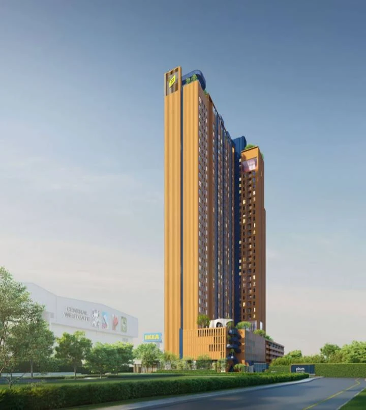 Selling down payment Plum Condo New West Bangyai Condo, good view, fully furnished! Next to Central Westgate, ready, don't wait.