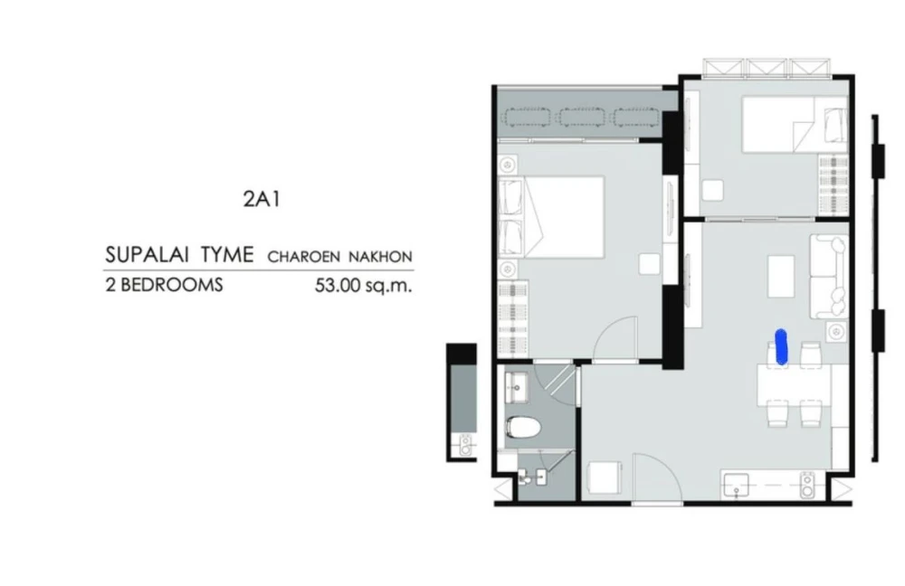 Down payment sale for Supalai Tham Charoen Nakhon, 2 bedrooms, 17th floor, high floor, beautiful view, interested, reserve now, urgent.