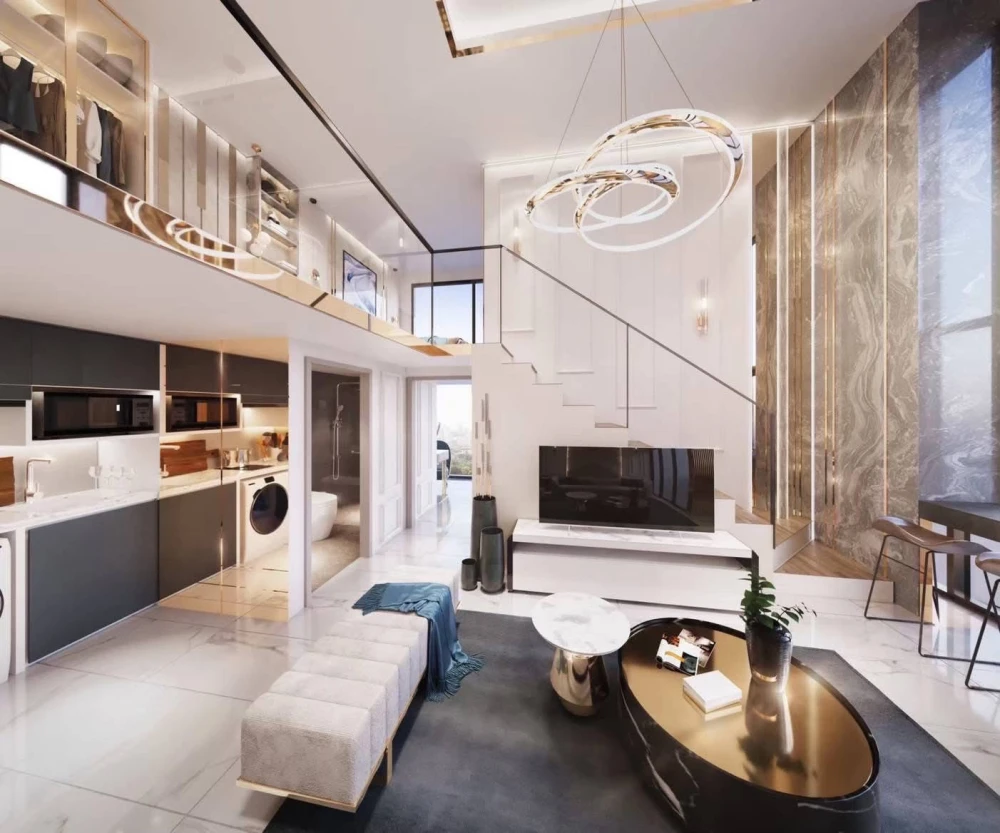 Selling down payment Origin Plug & Play Srinakarin, duplex room, high ceiling, airy, lots of usable space, hurry and reserve now!