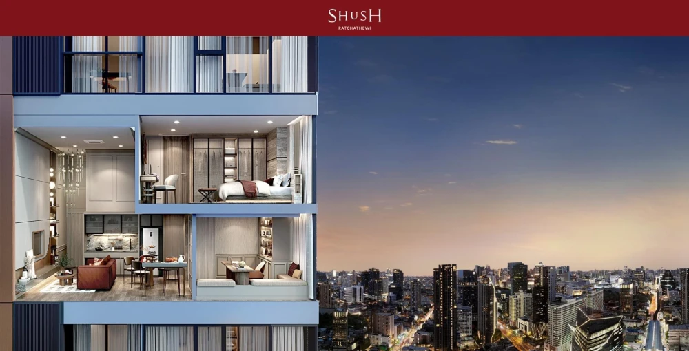 Condo for sale, 𝗦𝗛𝗨𝗦𝗛 𝗥𝗮𝘁𝗰𝗵𝗮𝘁𝗵𝗲𝘄𝗶, 22nd floor, Loft style, great price, hurry up and reserve now, don't miss out.