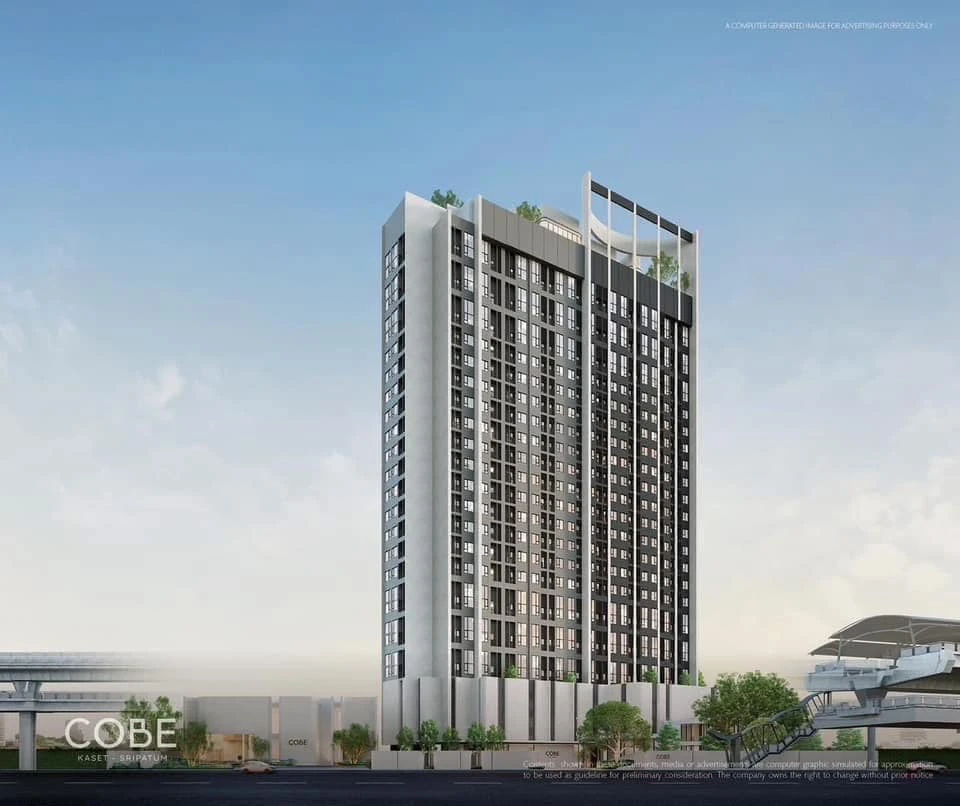 Condo for sale, COBE Kaset-Sripatum Studio, 26.68 sq m, high floor, open view, east side, fully furnished, fully decorated, reserve now.