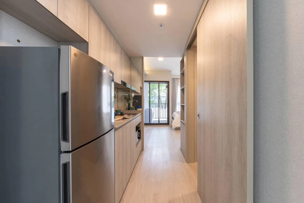 Condo for sale, COBE Kaset-Sripatum Studio, 26.68 sq m, high floor, open view, east side, fully furnished, fully decorated, reserve now.