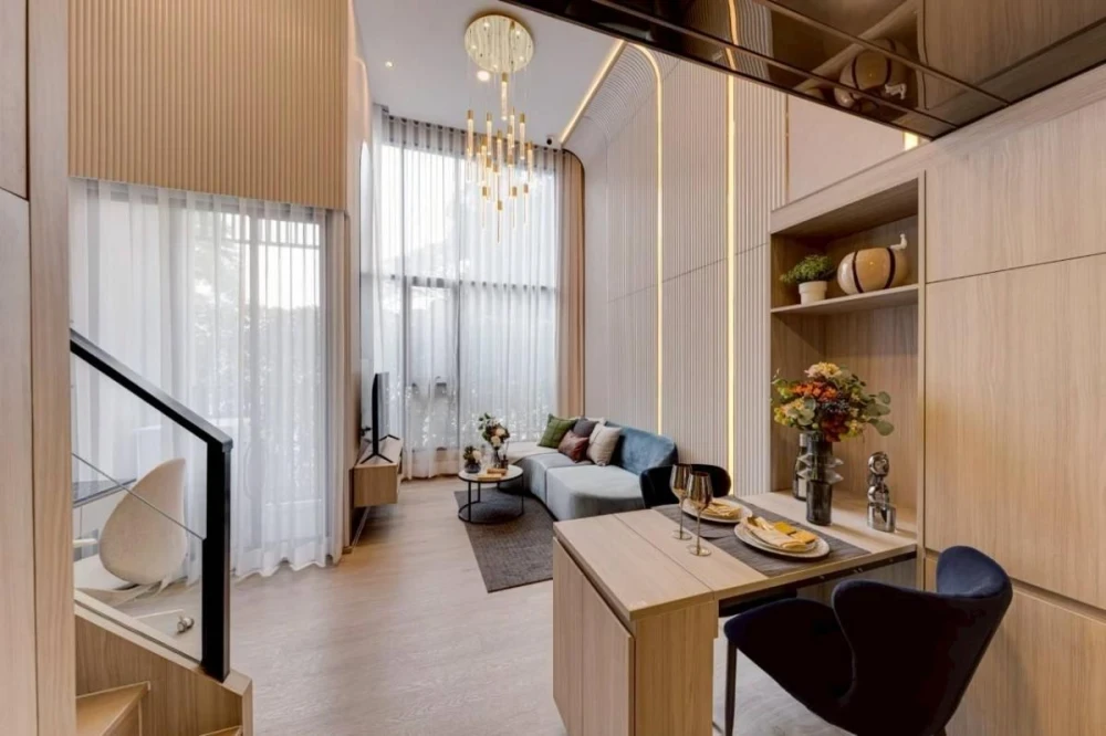 Selling down payment at cost Origin Place Phetkasem, room 28.7 sq m, Duo Space, 19th floor, Pet Friendly, reserve now.