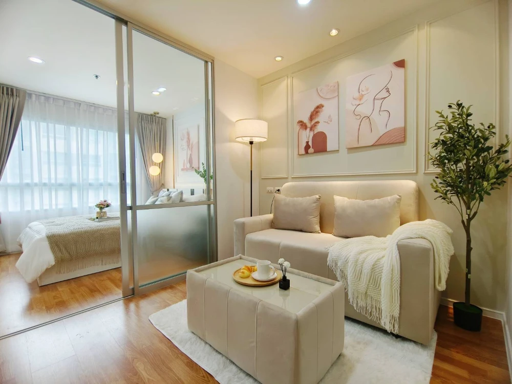 Urgent sale!! Lumpini Condo Nawamin Sri Burapha, 12th floor, Building C2, garden corner, fully furnished, inviting. Don't wait! Reserve now!!