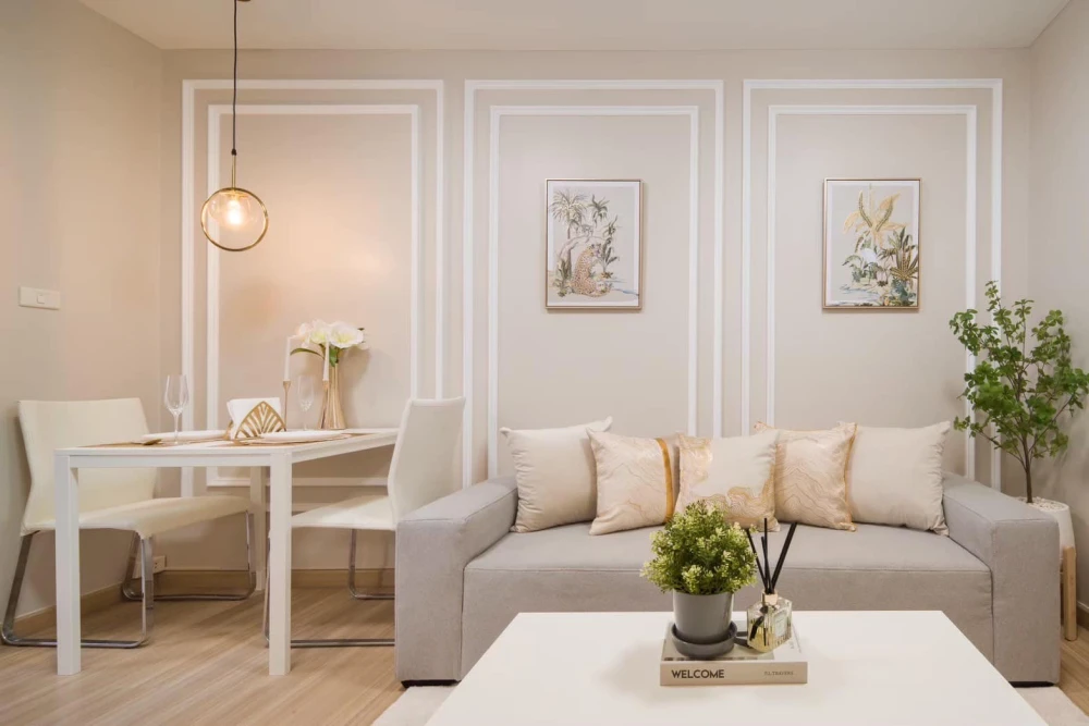 Condo for sale in Pela Wutthakat. Beautifully decorated room with a soothing white tone. Affordable price. Come and own it today!