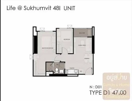 Urgent sale!! Condo Life Sukhumvit 48, 12A Floor, Building N, beautiful unit, fully furnished, ready to move in. Don't miss out!!