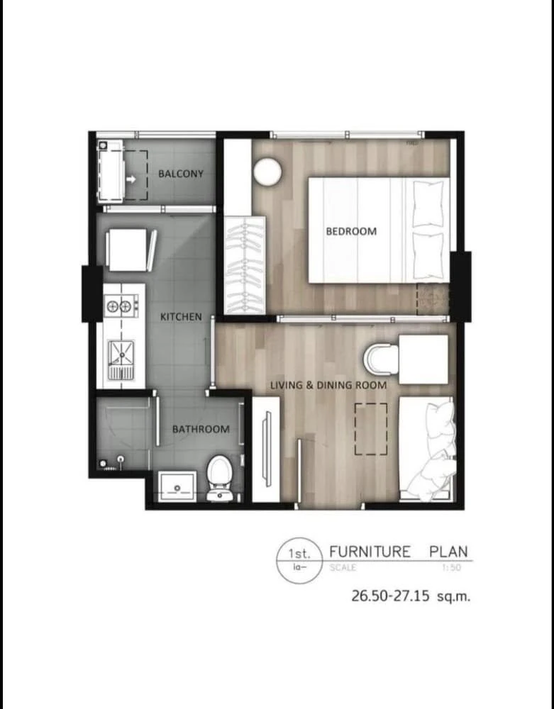 Urgent sale! Condo The Excel Lat Phrao-Sutthisan, 1 bedroom, 1 bathroom, 8th floor, complete here, hurry and reserve now!