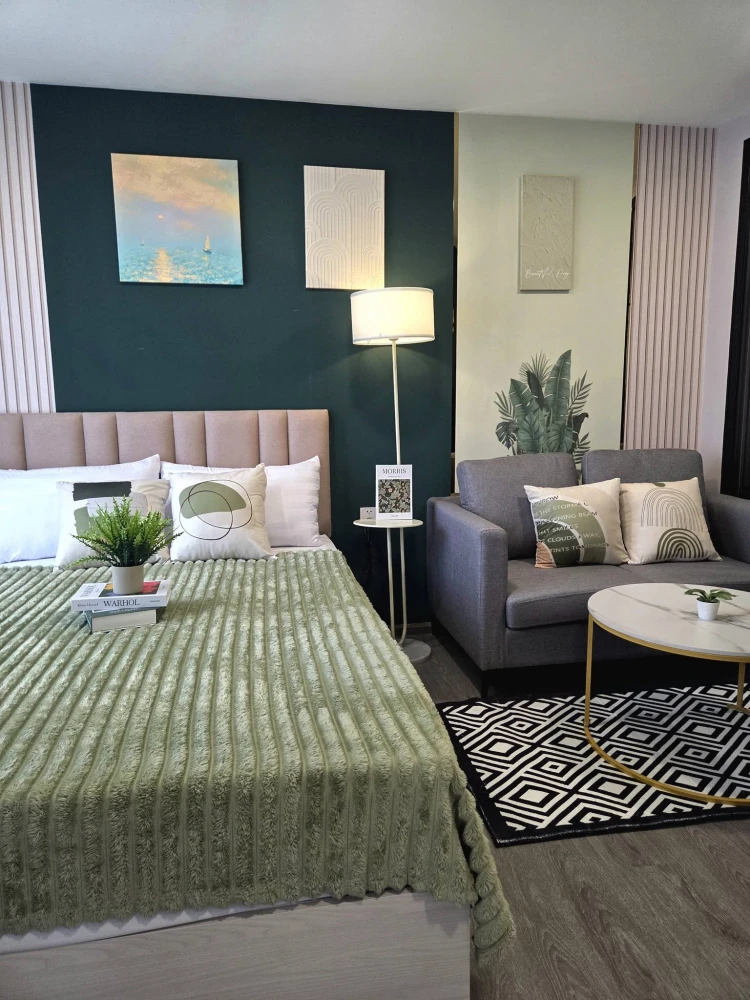 Kave Wonderland condo for rent: "Corner unit, interior view, no direct sunlight all day" (these corner units are rare!). Book now, don't wait!