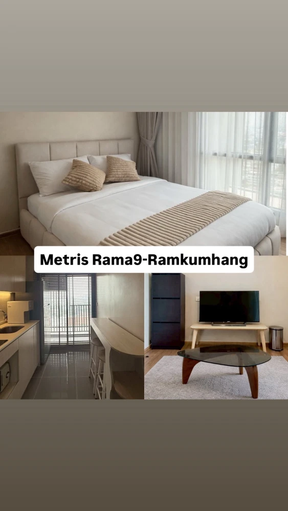 Condo for rent at Metris Rama 9-Ramkhamhaeng. Fully furnished and equipped with appliances. Just bring your suitcase and move in!