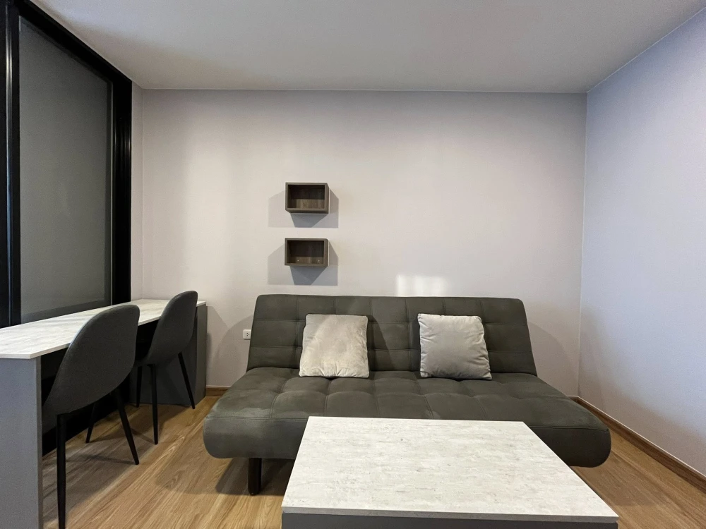 Condo for rent at The Cube Loft Srinakarin. The unit is partitioned into separate zones, ready to move in with just your luggage.