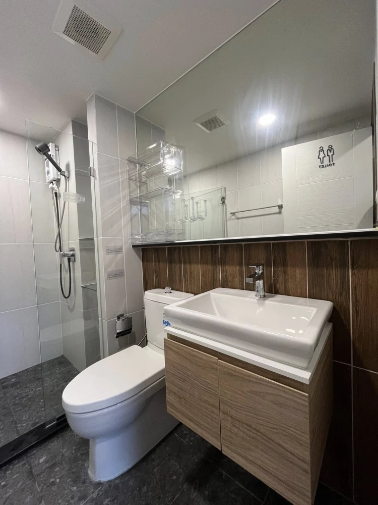 Condo for rent at The Cube Loft Srinakarin. The unit is partitioned into separate zones, ready to move in with just your luggage.