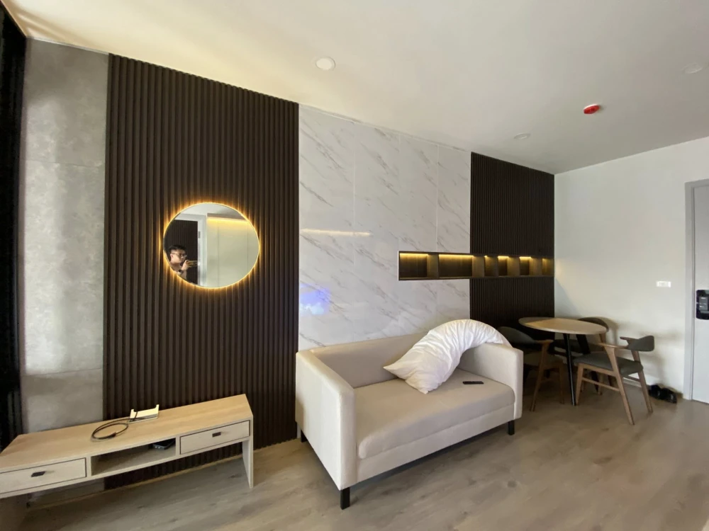 Condo for rent, ready to move in, Chapter One Flow Bangpo, high floor, Chao Phraya River view, built-in with complete furniture and appliances, just b