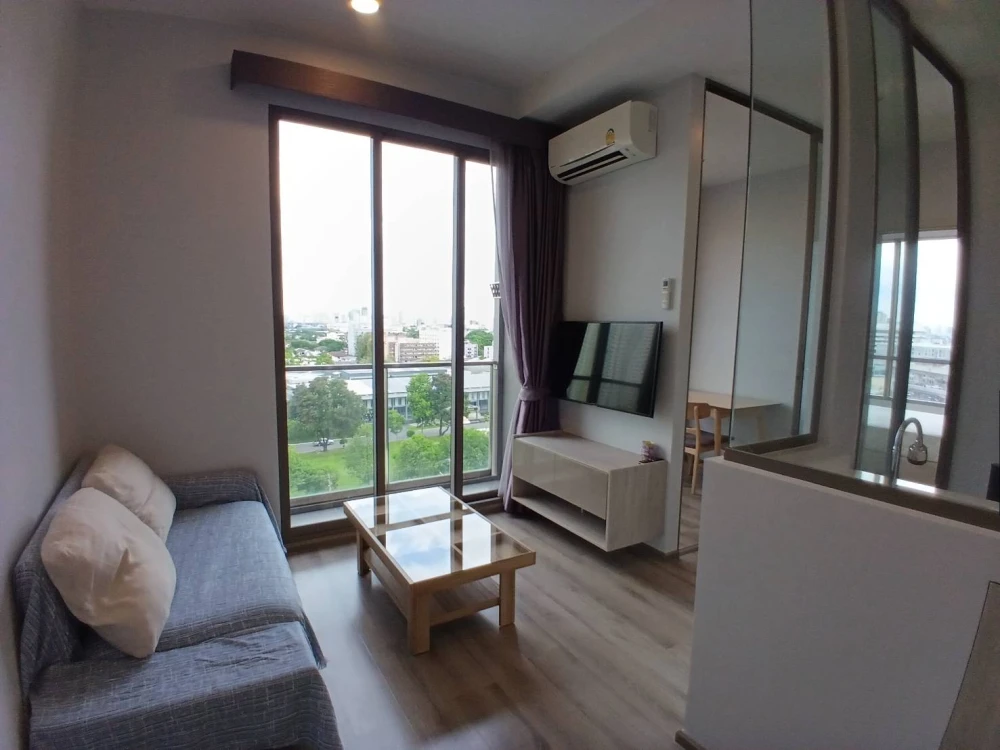 For rent, corner room, Mi Chiva Kaset Station, high floor, beautiful view, fully furnished. Not booking is a big mistake.