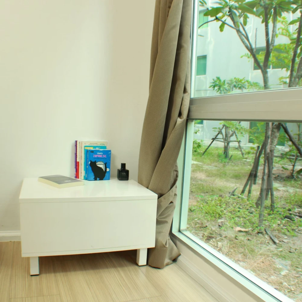 For rent: A Space Play Ratchada-Sutthisarn, 1st floor, garden view with big trees, balcony not facing anyone, private, book now.