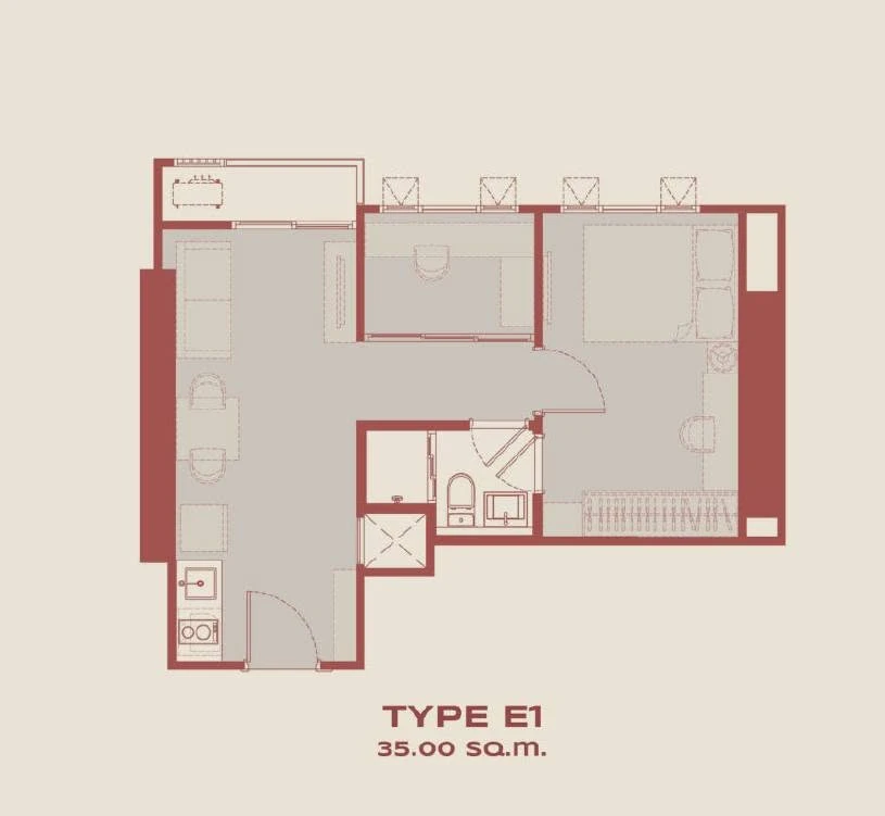 For rent: Aspire Sukhumvit - Rama 4, 1 bedroom, 1 multipurpose room, high floor, high privacy, corner unit to minimize disturbance from neighbors. Boo