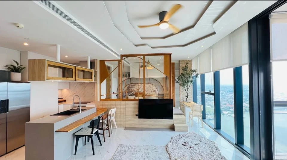 For Rent: CANAPAYA RESIDENCES—a luxury riverside condominium on the Chao Phraya River featuring a private pier. Corner units offering panoramic river