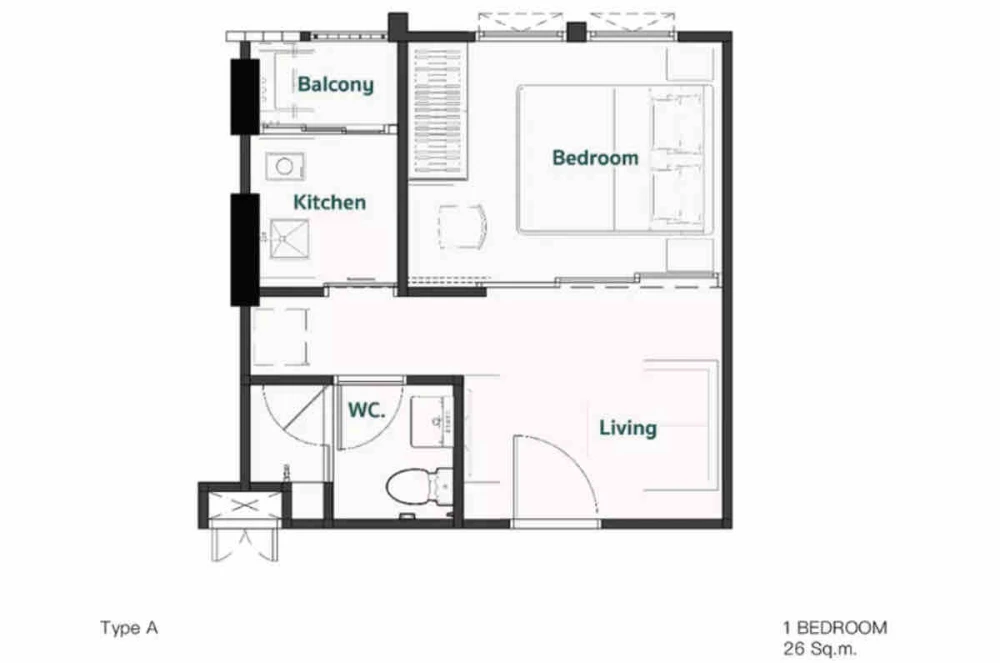 Chambers On-nut Station condo for rent, 5th floor, fully furnished, beautiful garden view, unblocked. Don't miss out!