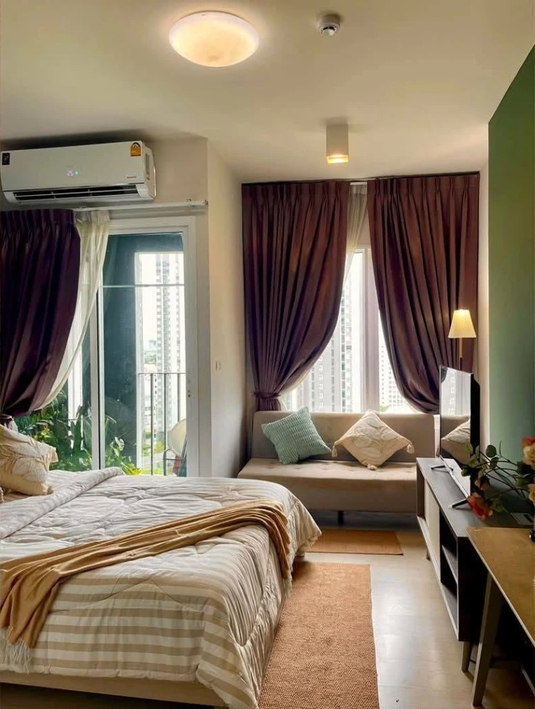 ให้เช่า Chapter One ECO รัชดา-ห้วยขวาง ห้องมุม ตกแต่งโทนสีเขียว ห้องอยู่แล้วเย็น สบาย วิวโล่ง ไม่มีตึกบัง เงียบ สงบ เป็นส่วนตัว
