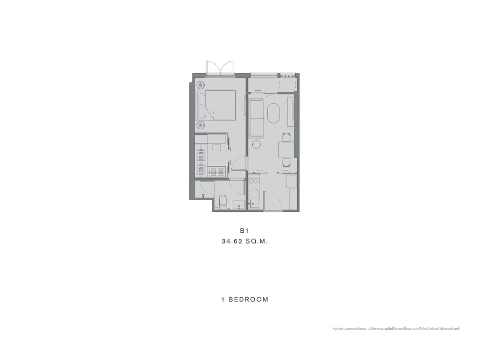 Chapter Thonglor 25 for rent, 1 bedroom, 1 bathroom, plenty of usable space, fully furnished, good location, hurry and reserve now!