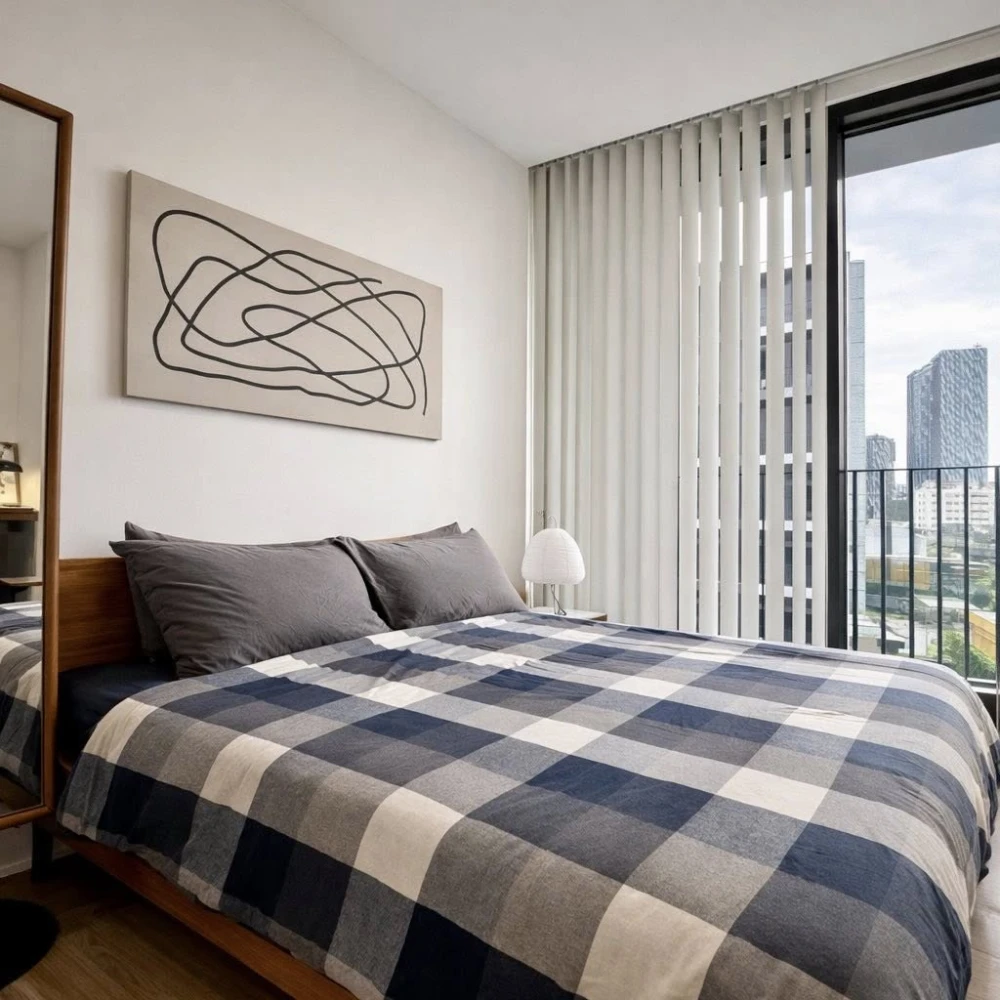 Condo Noble Around Ari for rent. Beautiful, minimalist mid-century style unit, ready to move in. You definitely don't want to miss this!