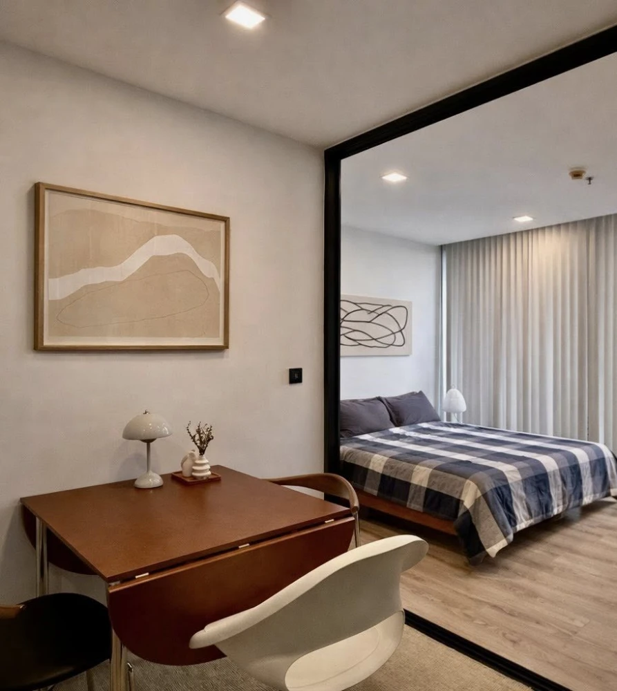 Condo Noble Around Ari for rent. Beautiful, minimalist mid-century style unit, ready to move in. You definitely don't want to miss this!