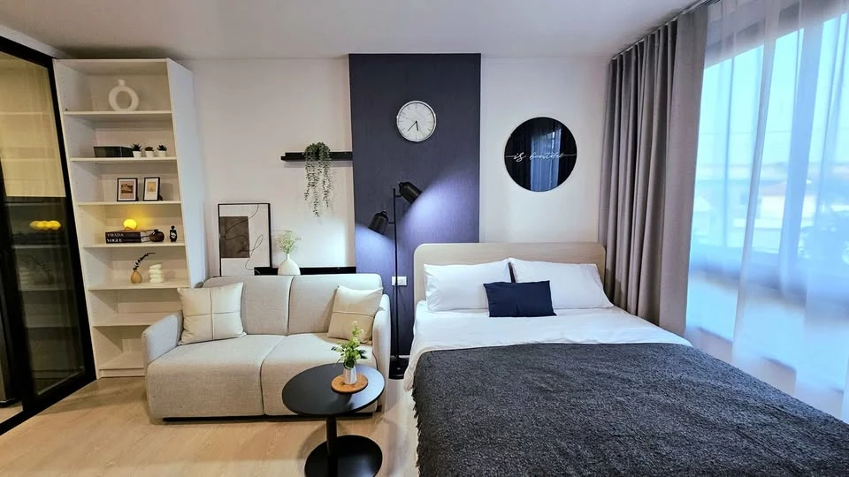For rent: dcondo hype rangsit, 3rd floor, exterior view, beautiful room, fully furnished, ready to move in. Book now!