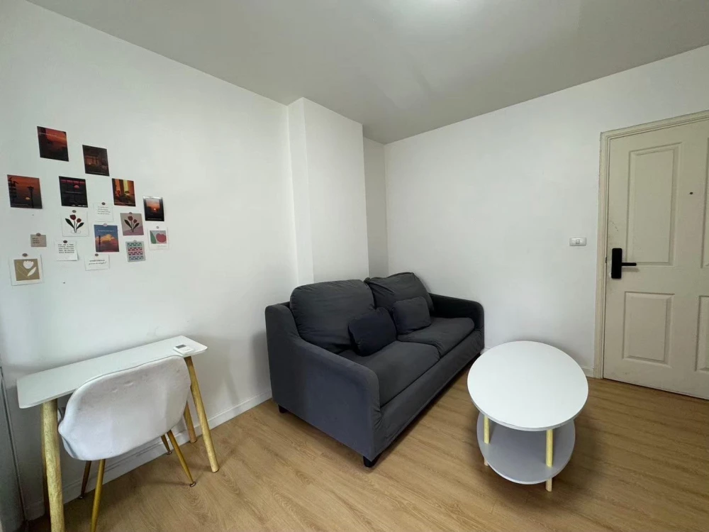 For rent: Dcondo Sukhumvit 109, 2nd floor, corner room, partitioned room, fully furnished. Interested? Book now. Don't miss out.