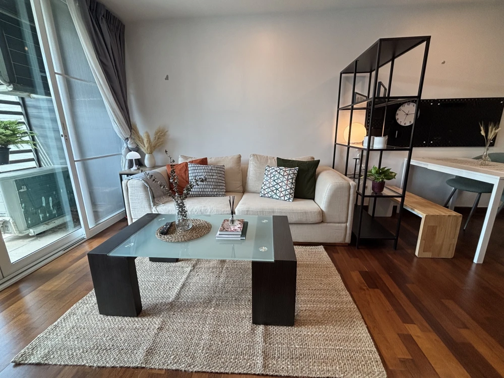 For rent: DLV Thonglor 20, fully furnished condo with premium features, built-in teak furniture, real wood floors, ready to move in.