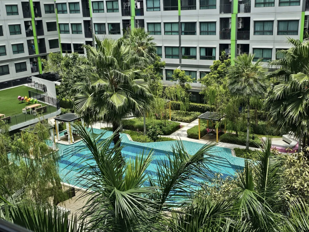 For rent: Grene Donmuang-Songprapha, swimming pool view, very chill atmosphere, good breeze all day, just turn on the fan and you can stay, don't miss