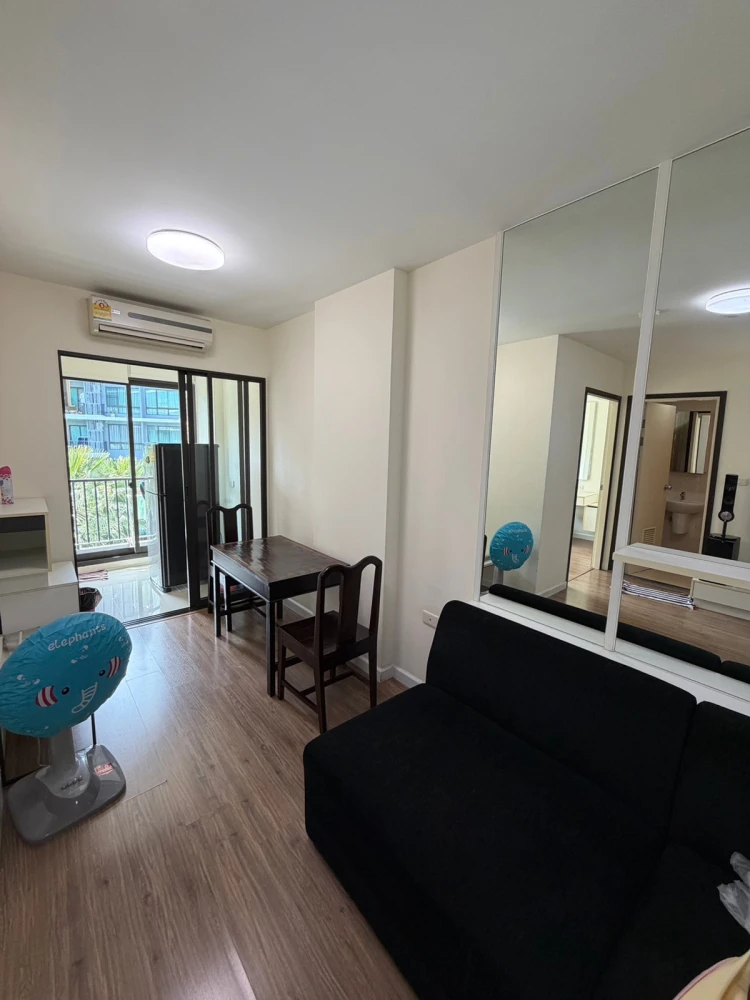 For rent: iCondo Sukhumvit 103, 4th floor, pool view, fully furnished, ready to move in. Book now before it's gone!