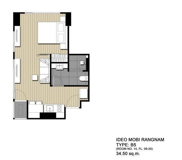 For rent: Ideo Mobi Rangnam, ready to move in, fully furnished + complete electrical appliances, spacious room, comfortable to live in, reserve now.