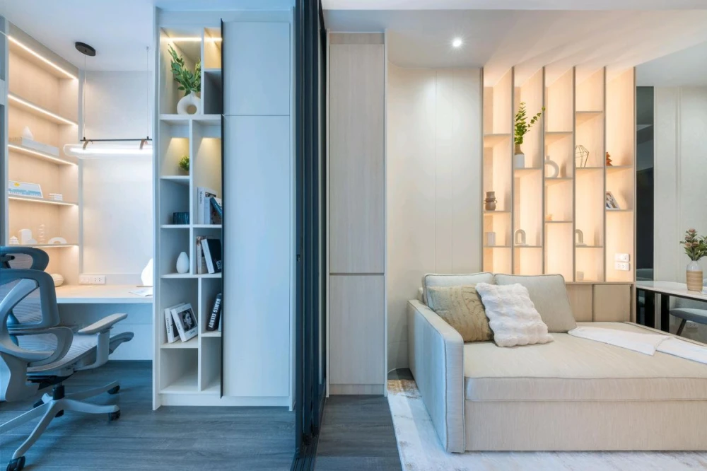 For rent: Ideo Sukhumvit - Rama 4. Beautifully decorated room with a cool tone. Built-in marble walls. Comes with complete furniture. Don't miss it!