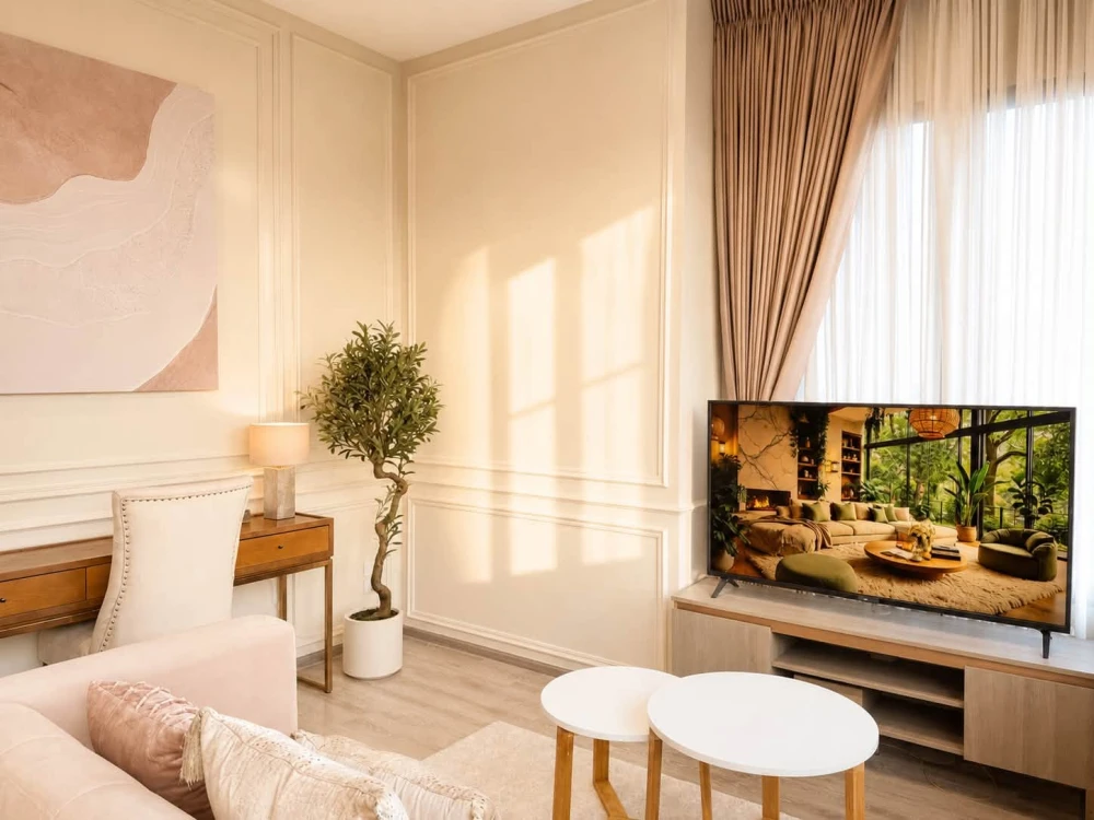 For rent: Knightsbridge Prime On-nut. Spacious room with well-divided spaces, city/Bang Krachao river view, and natural light. Reservation required.