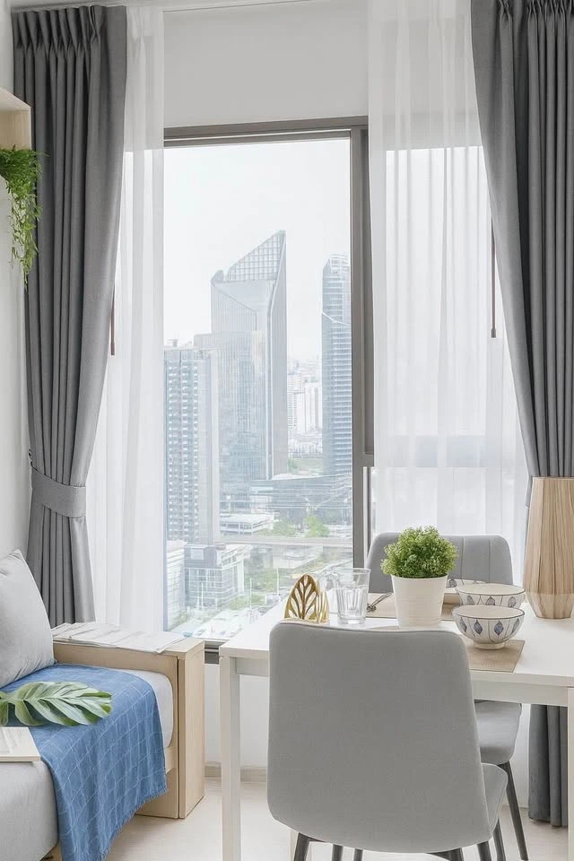 For rent: Life Asoke-Rama 9, a lovely room, beautifully decorated in a neutral tone, comes fully furnished, just bring your bags and move in!