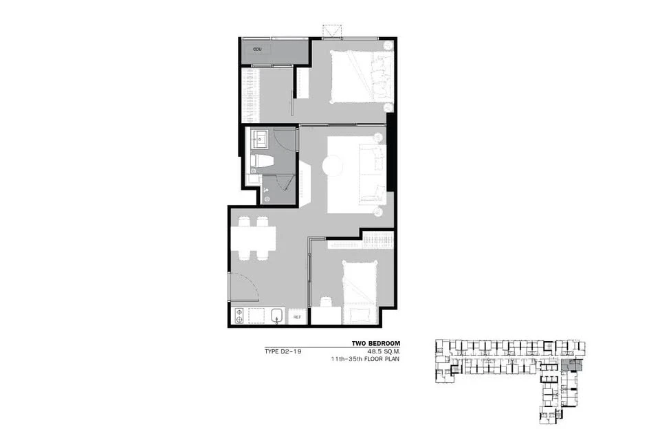 For rent: Life Ladprao, 20th floor room, very high, spacious room, comfortable, fully decorated, must arrange.