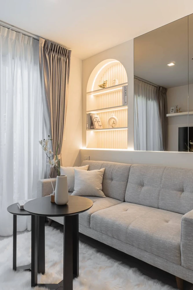 For rent: Life Ladprao corner room, a rare unit that people are looking for, beautifully decorated, fully furnished, don't miss this room.