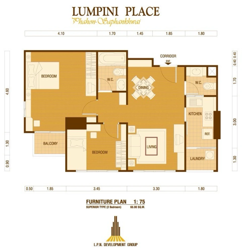 For rent: Lumpini Place Phahol-Sapankhwai, 15th floor, fully furnished, ready to move in, reserve now.