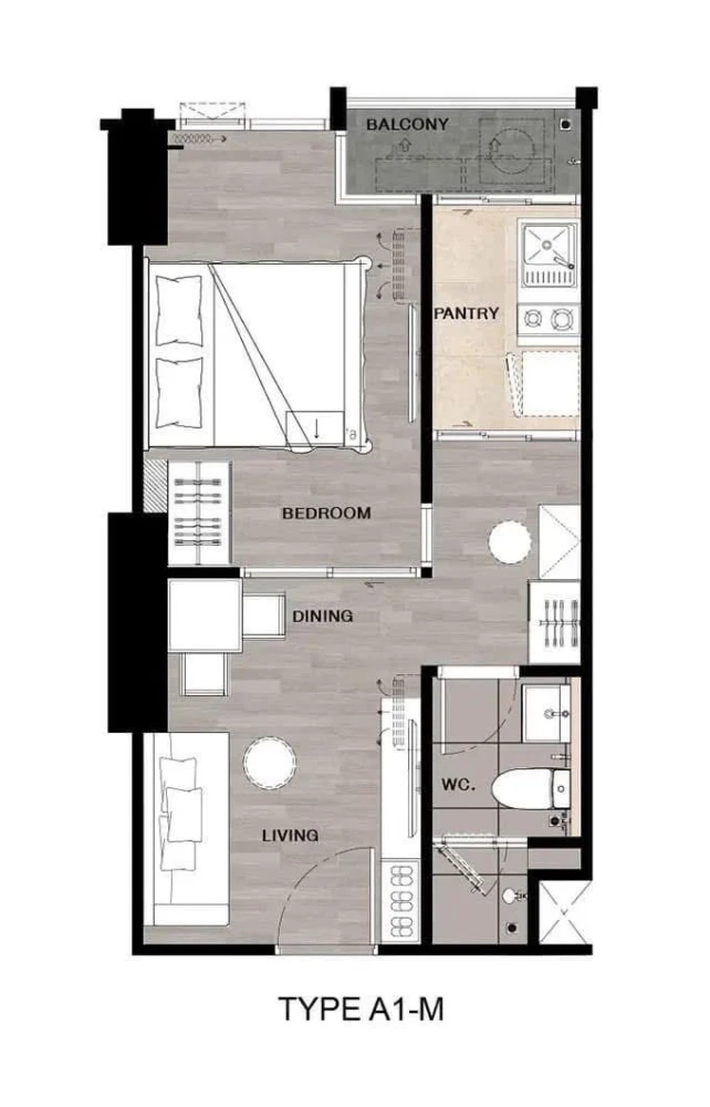 For rent: Niche Mono Mega Space Bangna, 1 bedroom, 1 bathroom, fully furnished, beautiful view from high floor, reserve now.