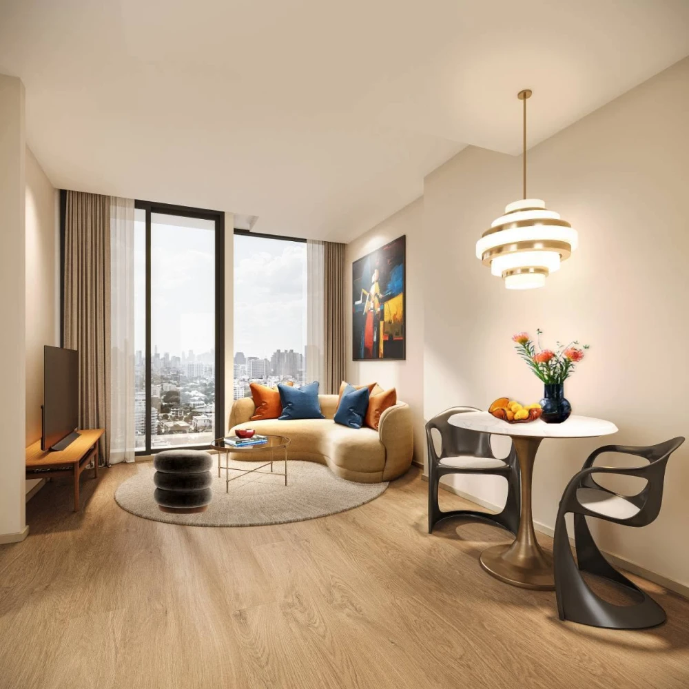 For rent: Noble Form Thonglor. The bedroom has a city view, which is great during the day, but even better at night.