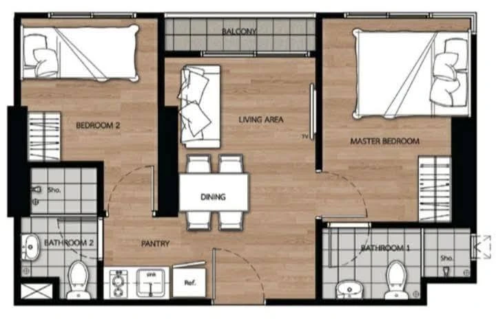 For rent: Notting Hill Sukhumvit – Praksa, 2 bedrooms, spacious living area, fully furnished. Book now!