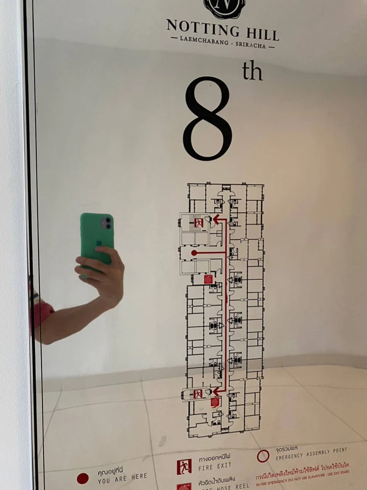For rent: Notting Hill Laem Chabang-Sriracha. Room on the 8th floor, not next to the elevator, not next to the garbage room. Fully furnished. Hurry an