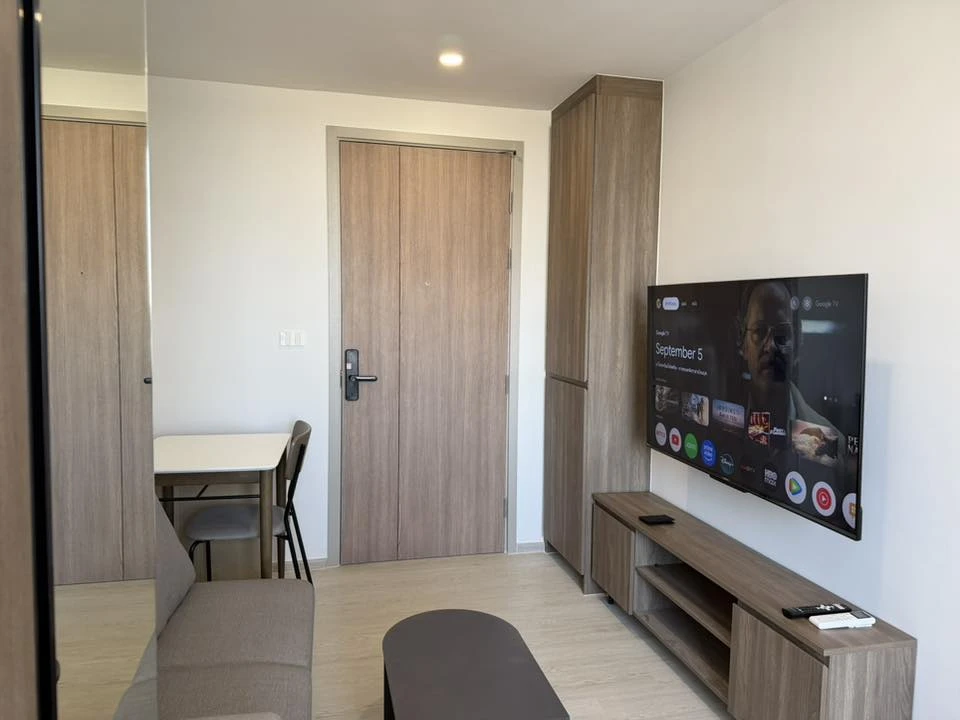 For rent: Nue Core Khu Khot Station studio room with north-facing balcony. Fully furnished and equipped. Don't miss out!