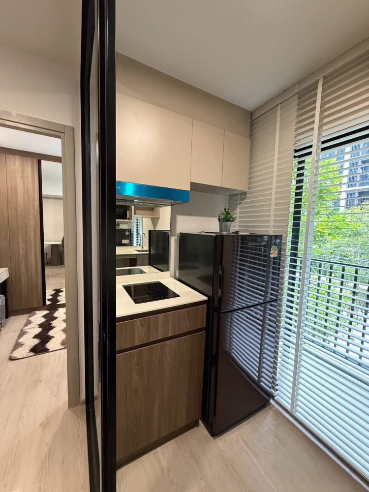 For rent: Nue Core Khu Khot Station, Building D, 2nd floor, shady garden view, fully furnished + full set of electrical appliances!