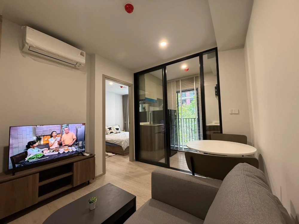 For rent: Nue Core Khu Khot Station, Building D, 2nd floor, shady garden view, fully furnished + full set of electrical appliances!