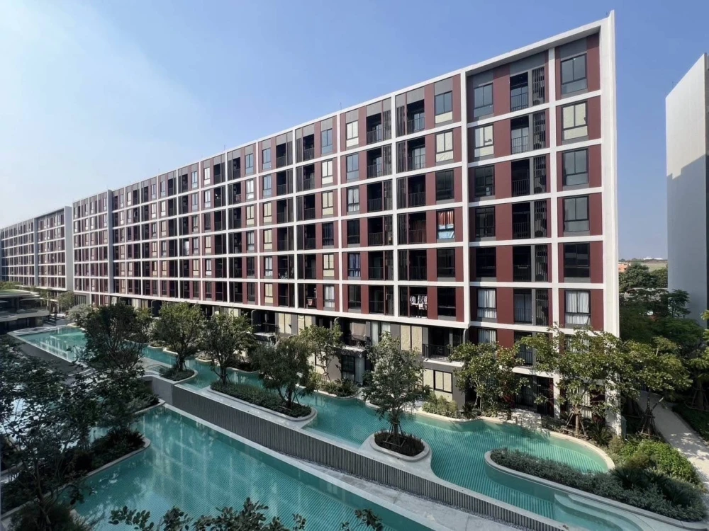 For rent: Nue Core Khu Khot Station, corner room, 2 bedrooms, pool view, fully furnished, built-in washer and dryer, hurry and reserve now!
